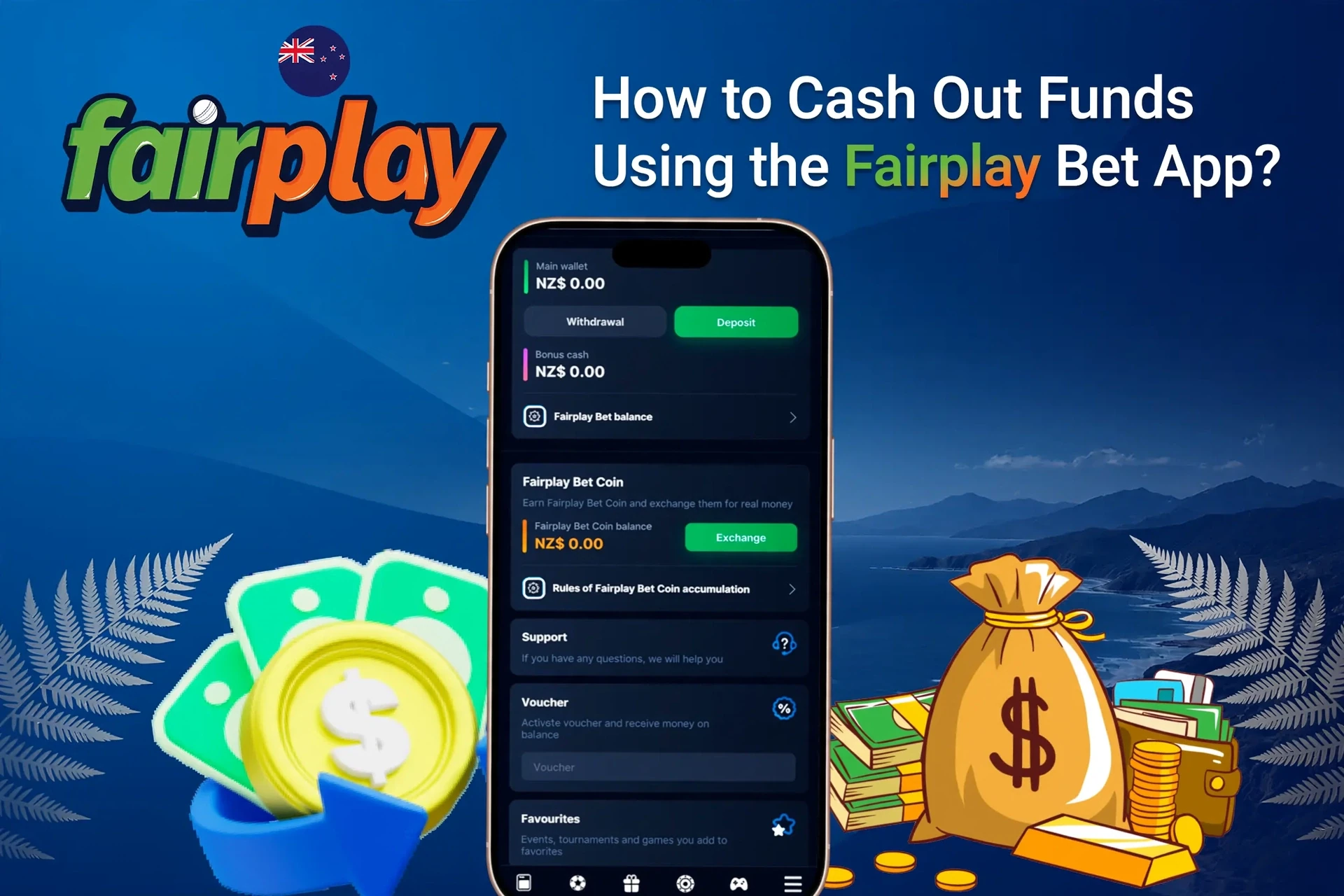 Cash-out process on the Fairplay Bet mobile platform, showing withdrawal options